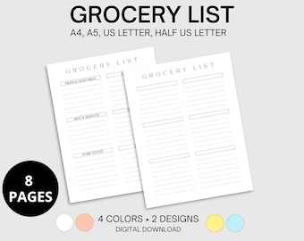 Shopping List | Grocery List | Minimal | Meal Planning | Home and Kitchen Management | US Letter | A4 | Printable