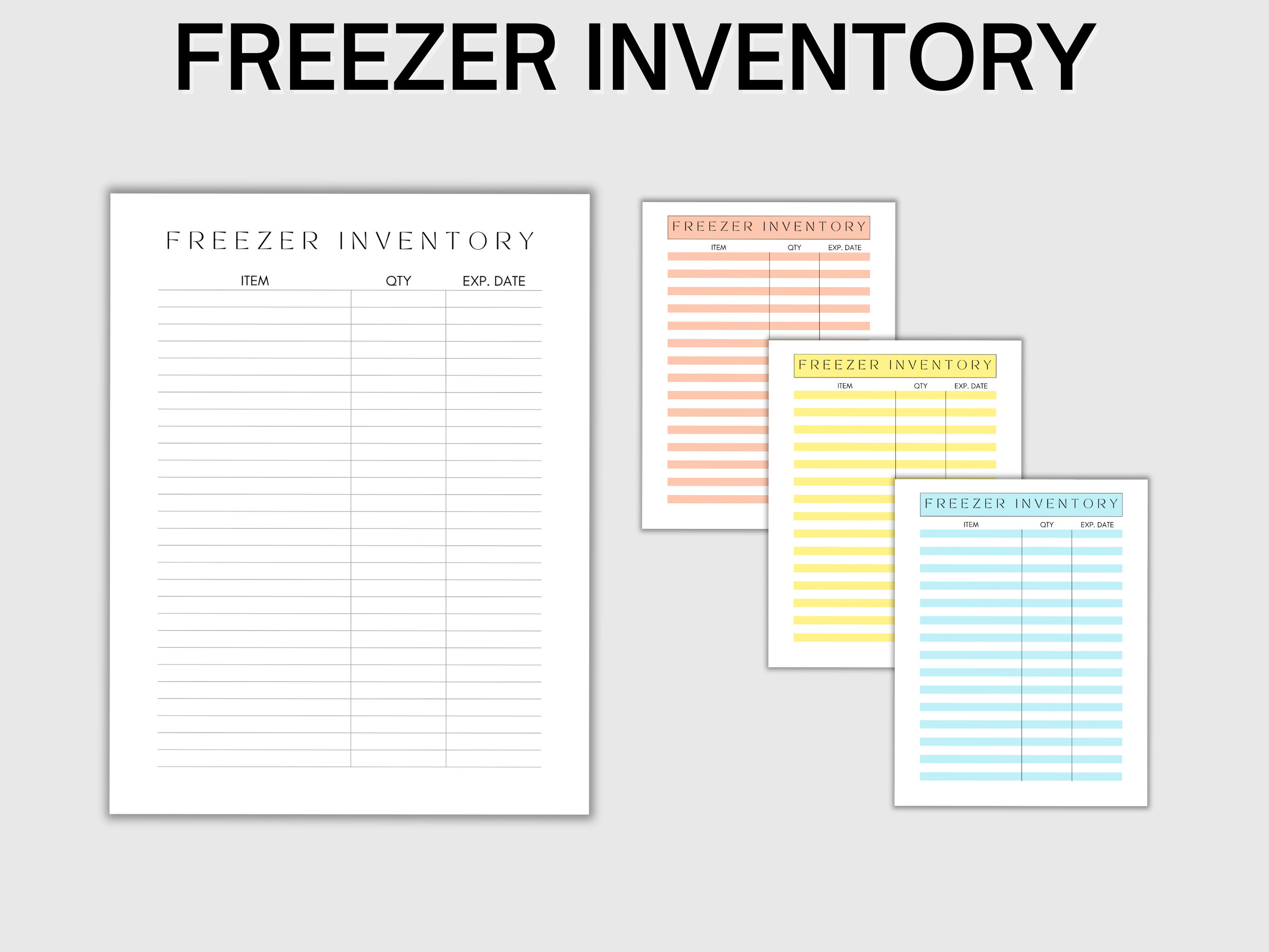 Freezer Inventory List, Tracker, Log Book, Meal Journal, Kitchen and ...