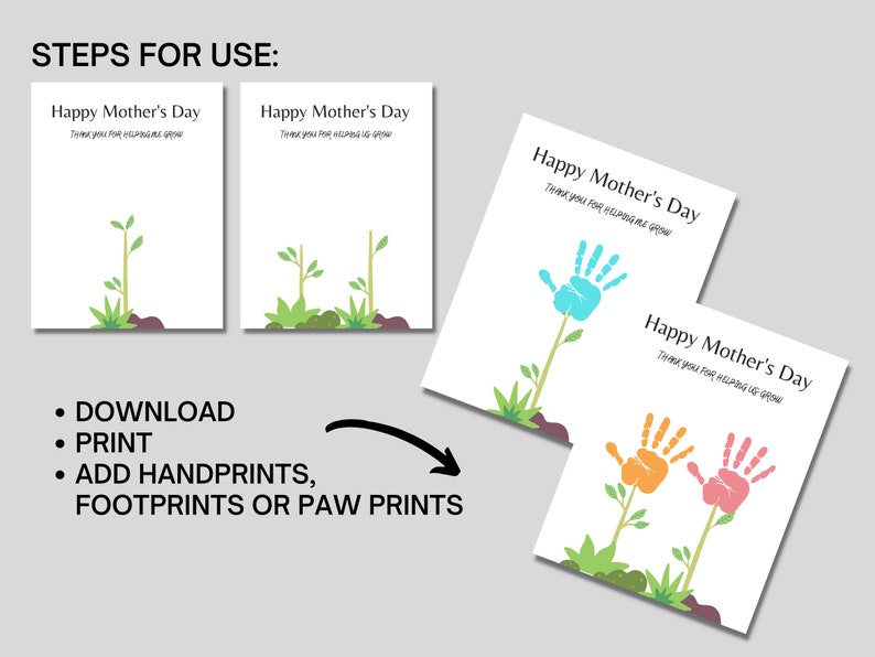 Mothers Day Handprint, Footprint, Paw Print Art and Craft for Kids ...