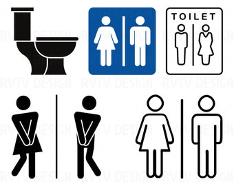 Pacchetto PNG per WC, Clipart per bagno (download digitale)