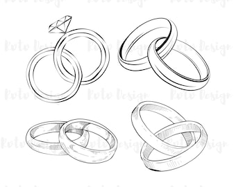Wedding Ring Clipart: Marriage Ring PNG, Silhouette (Digital Download)