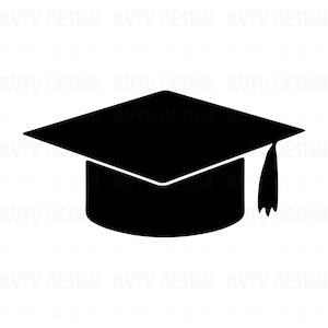 May include: Black graduation cap with a tassel. The cap is a symbol of academic achievement.