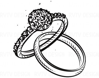 Wedding Ring Clipart: Marriage Silhouette PNG (Digital Download)