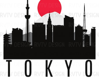 Tokyo Skyline PNG: Silhouette Image (Digital Download)