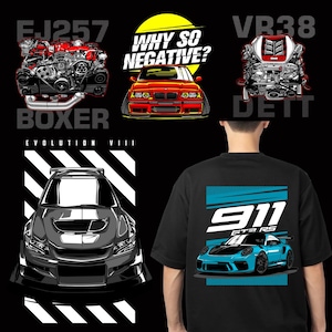 Car T-Shirt Designs: PNG Graphics Bundle (Digital Download)