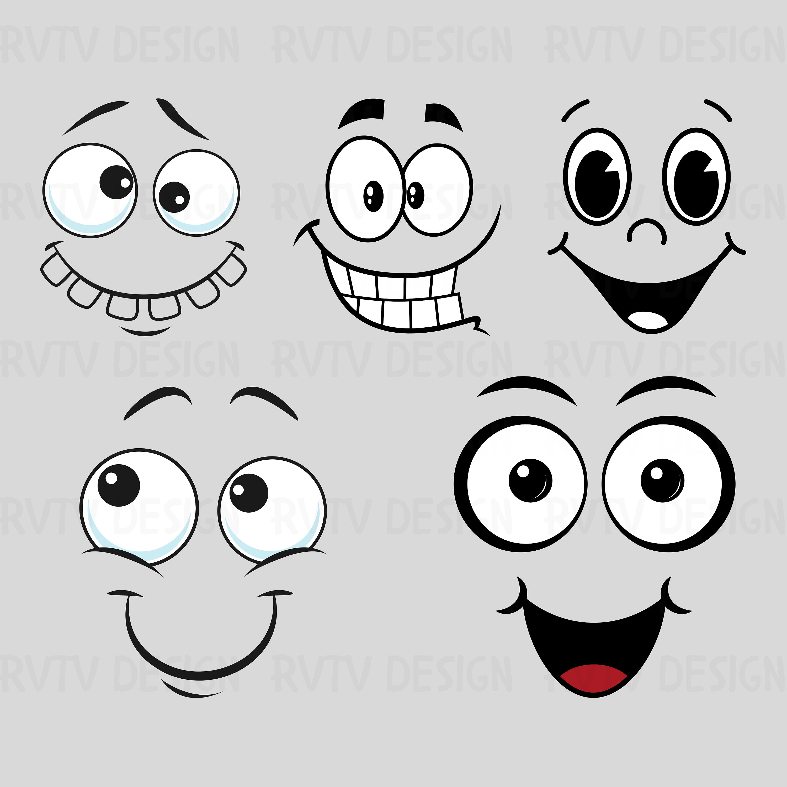 Funny Face PNG: Cartoon Faces Clipart (digital Download) - Etsy