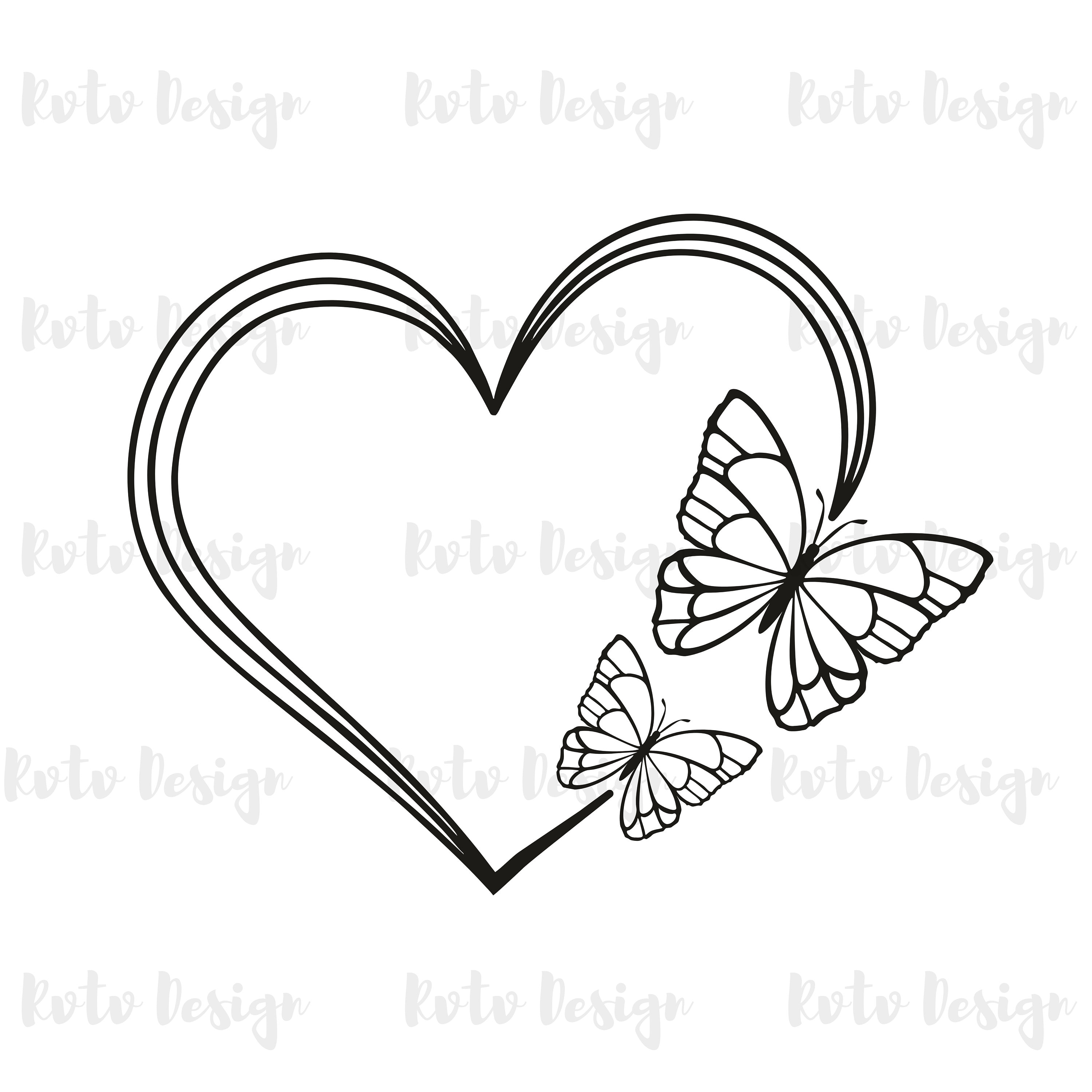 5 Types Butterfly PNG, Heart Png, Png File for Cricut, Heart Png