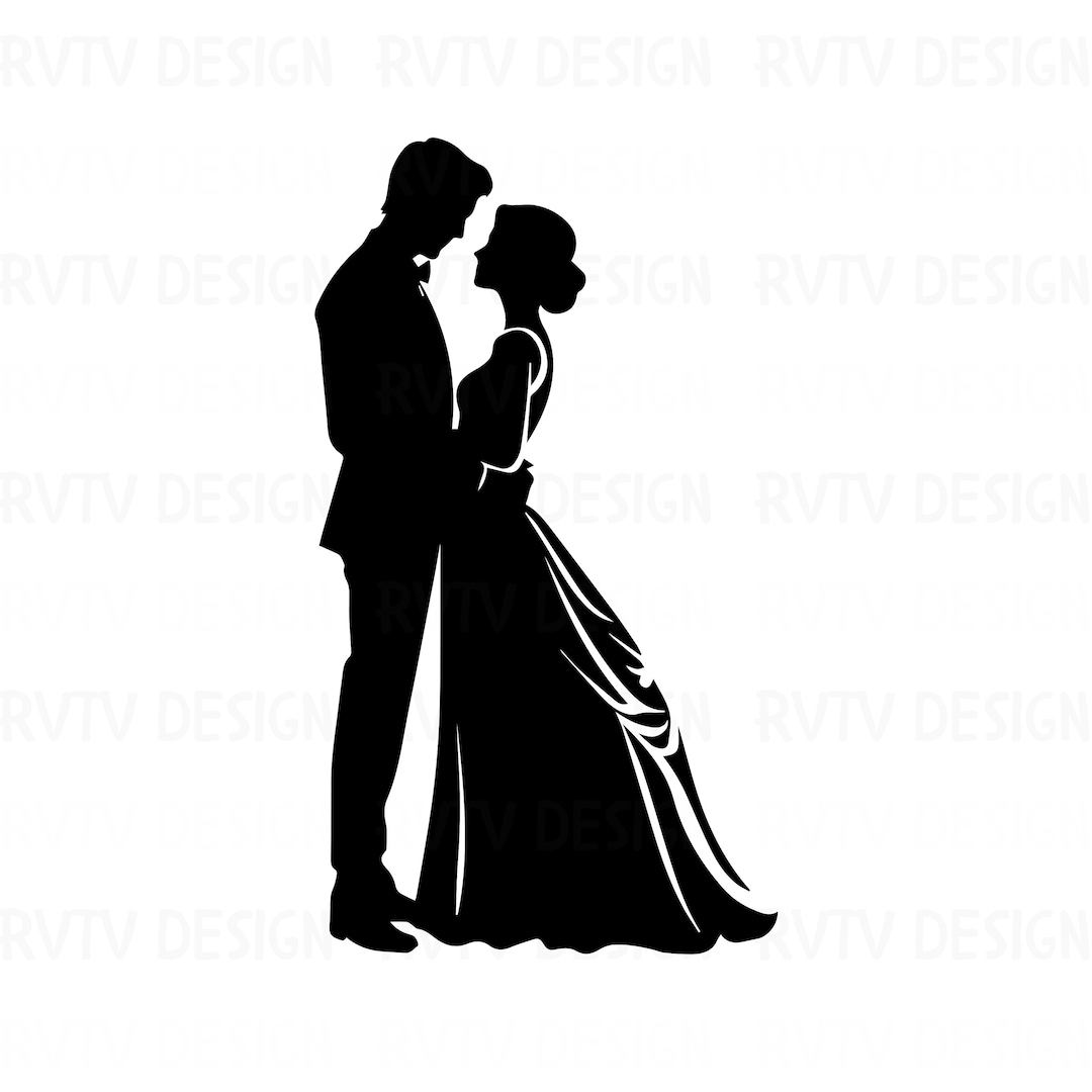Bride and Groom Silhouette PNG: Wedding Cut File (5 Colors) - Etsy