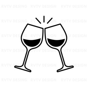 Cheers Wine Glasses PNG: Wedding Toast Clipart (Digital Download)