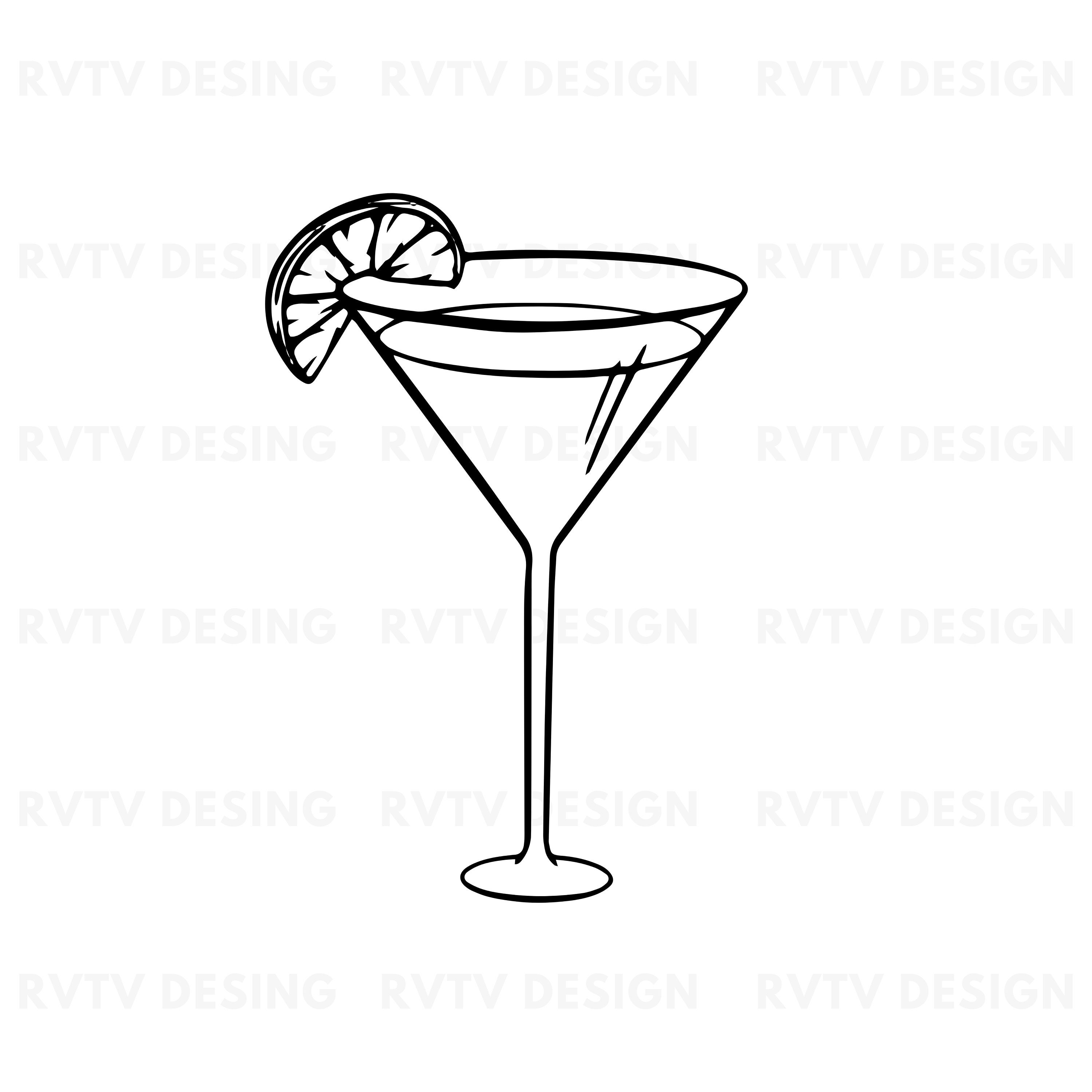 Cocktail Glass Silhouette PNG Party Drink Clip Art digital Download 