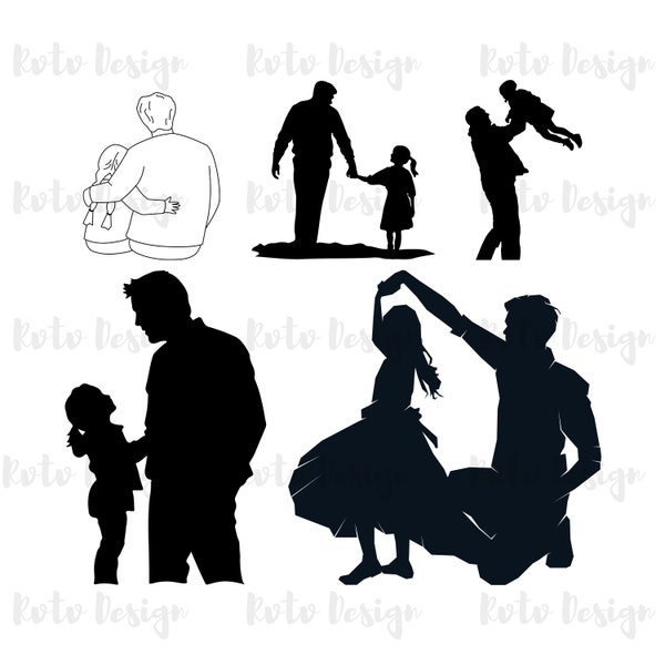 5 types Father Daughter PNG files, Dad Png, Father Daughter PNG, Dad Life Png, Father's Day, Father png, Cut Files for Cricut, Silhouette