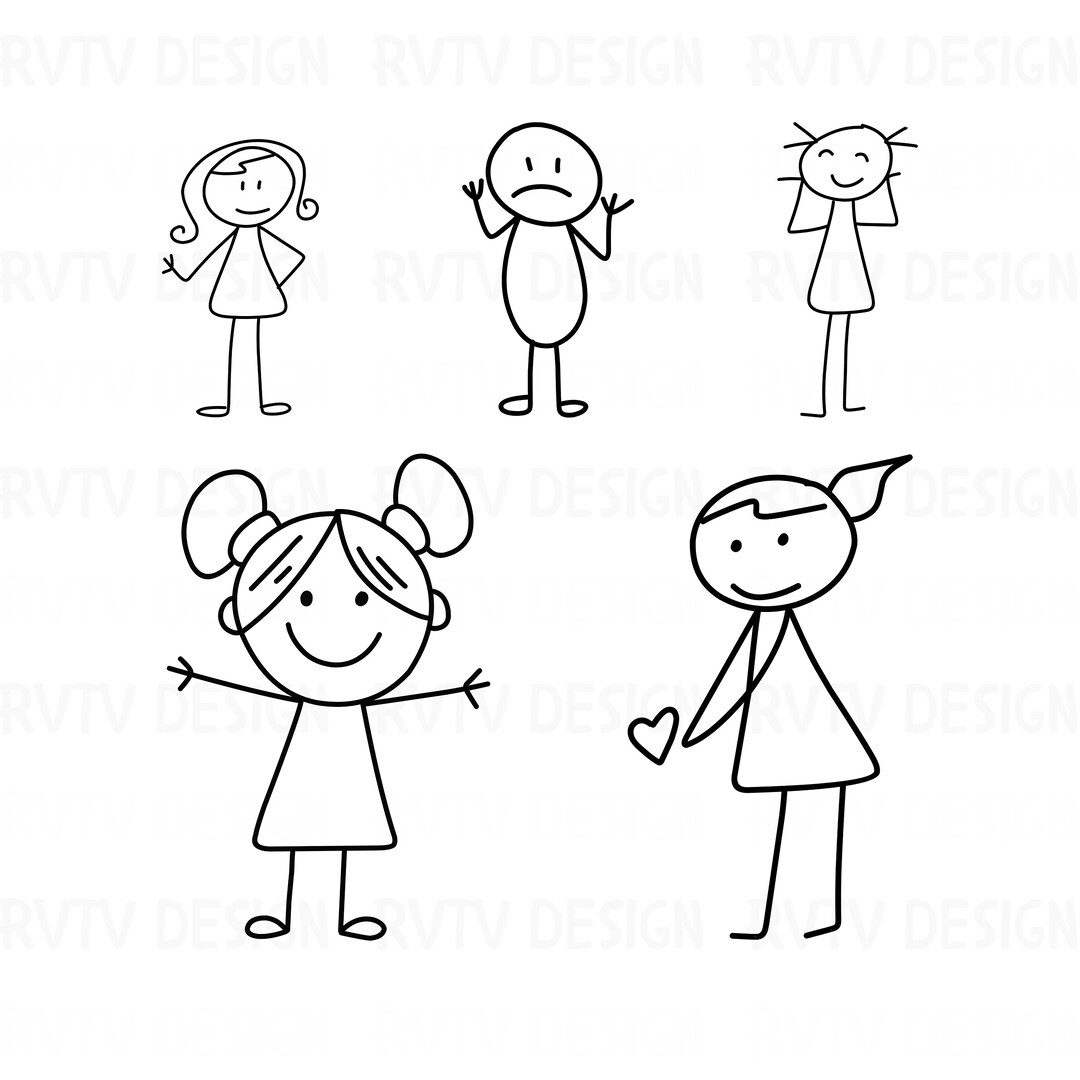 Stick Figures PNG Bundle, 5 Types Stick People Png Files, Stick Figures
