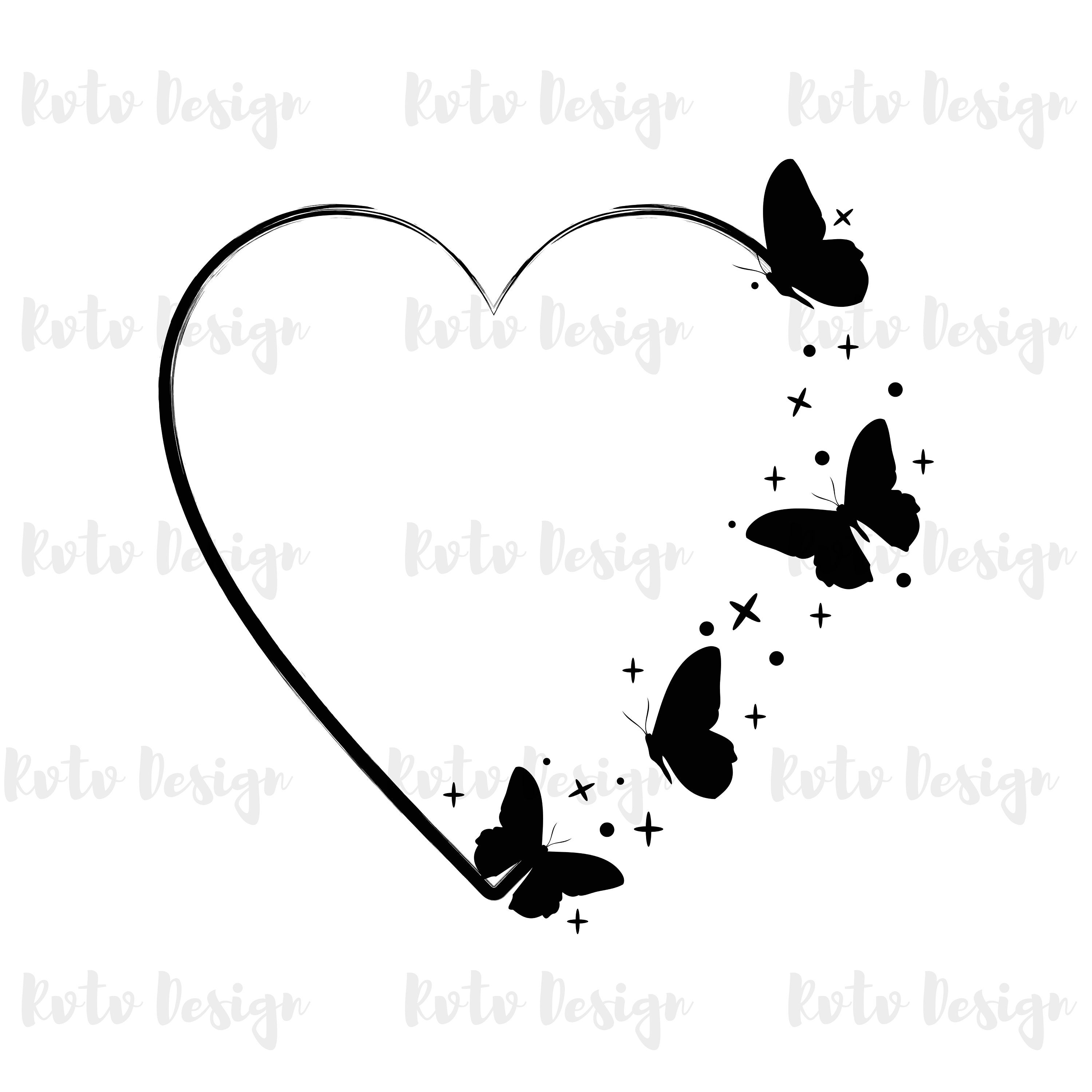 5 Types Butterfly PNG, Heart Png, Png File for Cricut, Heart Png