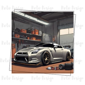 GTR Car Design: R35 PNG for T-shirts (Digital Download)