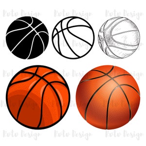 Basketball Ball PNG Clipart: 5 Types Sports Designs (Digital Download)