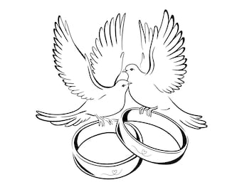 Clipart PNG alliances et colombes silhouette du mariage