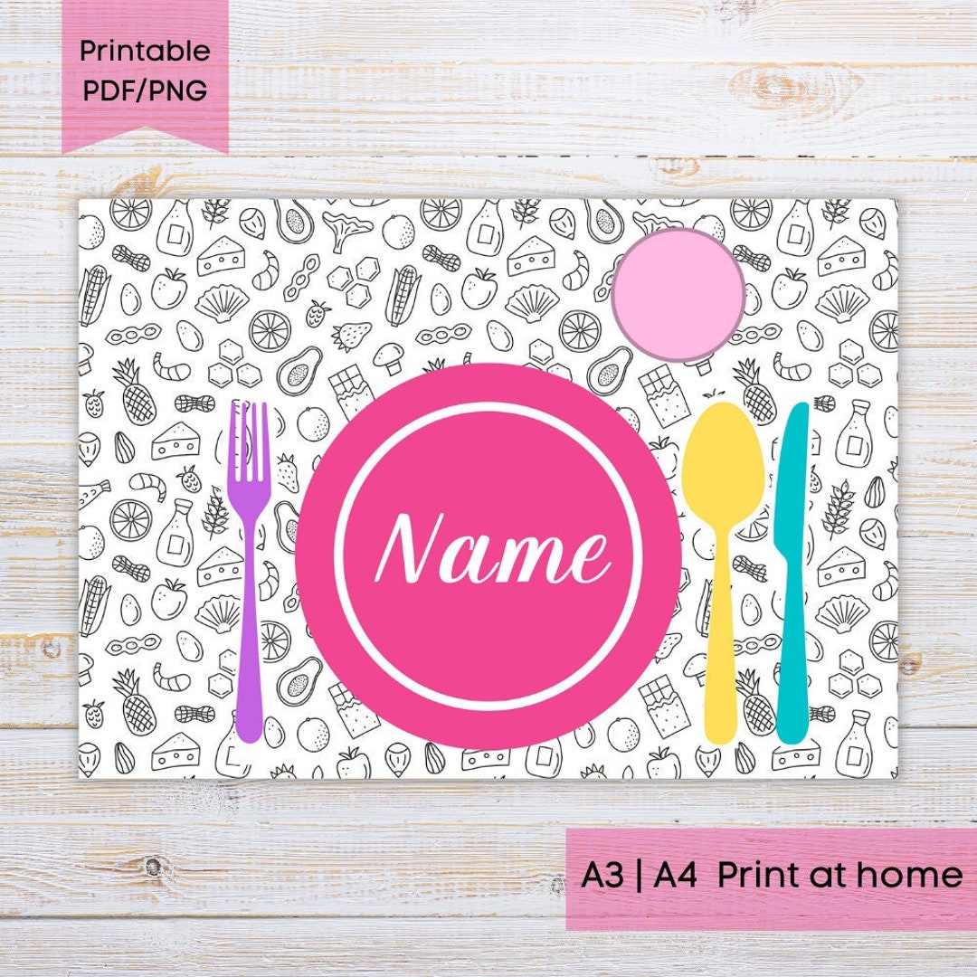Personalized Children Placemat Montessori Printable Placemat Etsy