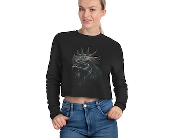 Midnight Rooster Damen-Sweatshirt mit kurzem Schnitt