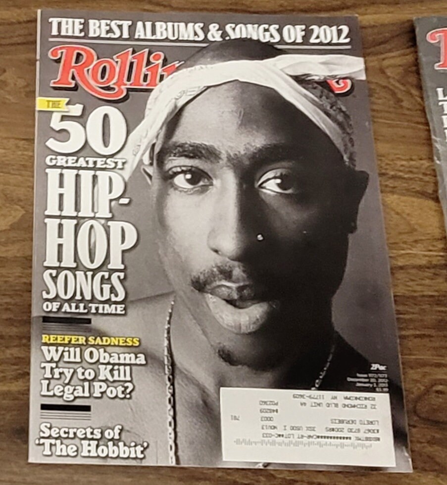 Rolling Stone Magazine Issue 1172/1173 December 20 2012 January 3 2013 50  Greatest Hip Hop Songs of All Time. 2pac Cover 