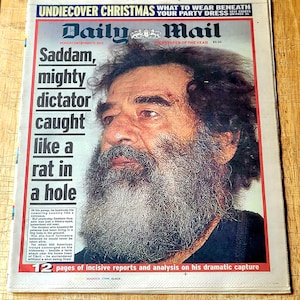 Saddam Hussein Stella McCartney rare Uk Daily Mail Newspaper 12/15/03 New