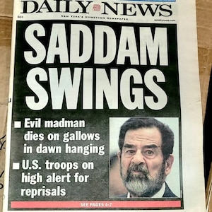 Saddam Hussein execution December 30th 2006 New York Daily News rare newspaper