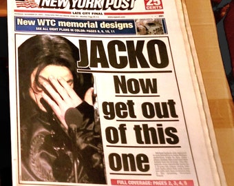 Michael Jackson Ny Post Newspaper November 20 2003 Excellent
