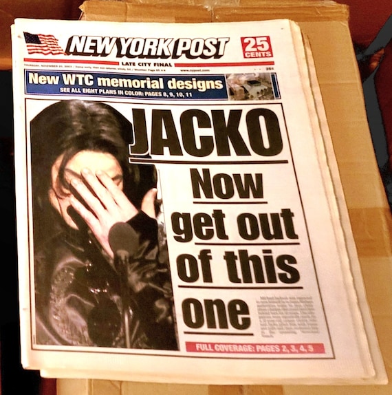 Michael Jackson Ny Post Newspaper November 20 2003 Excellent