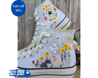 Converse embroidered cat   • Flower girl shoes • Custom converse • Prom shoes • Custom sneaker • Bridal shoes • Bling shoes