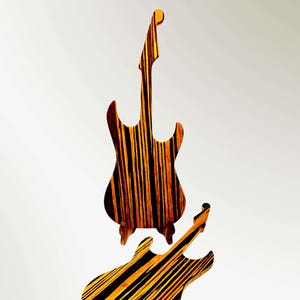 Handmade Guitar Shaped Cutting Board Charcuterie Board (Tiger Bamboo or Exotic Tigerwood)