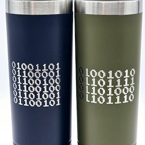 Personalized Binary Code Tumbler: 22 oz Insulated Tech Gift