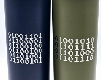 Personalized Binary Code Tumbler: 22 oz Insulated Tech Gift