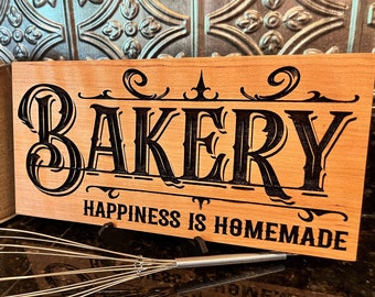 Bakery Sign Bakery Wall Decor Laser Engraved Sign Happiness is Homemade