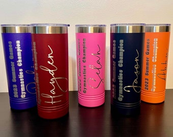 Personalized 22oz Tumblers - Double Insulated Stainless Steel with Slider Lid 40 Different Fonts - Travel Mug Custom Design