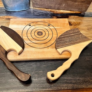 Handmade Axe Throwing Target and Axes Cutting Charcuterie Board Ambrosia Maple Walnut Wood