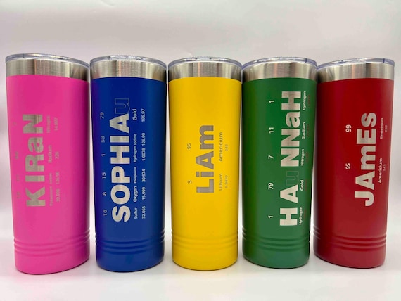Personalized Periodic Table Name 22 oz Insulated Tumbler Science Chemistry Gift 16 Different Colors