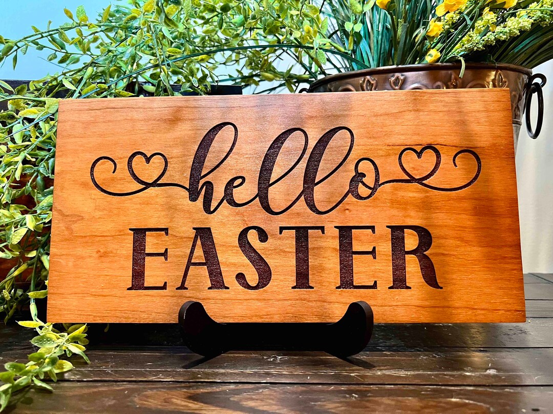 Easter Wall Decor Easter Sign Hello Easter Wall Decor Laser Engraved