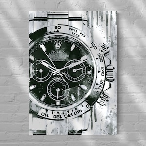 Hand Painted Daytona Polygon Silver Art, Rolex Watch Art Piece, Luxury Home Decor, Statement Room Accent, Collectible Artwork