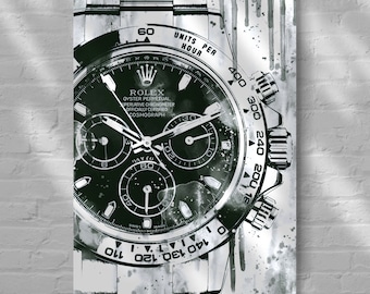 Hand Painted Daytona Polygon Silver Art, Rolex Watch Art Piece, Luxury Home Decor, Statement Room Accent, Collectible Artwork