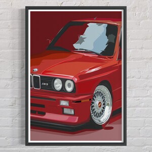 BMW E30 M3 Wall Art Print, Vintage Car Art, Home Decor, Car Enthusiast Gift, BMW Fan Art, Collectible Artwork