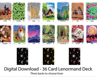 Watercolour Lenormand Oracle Deck ⎮ Printable Oracle Deck ⎮ Printable Lenormand Deck ⎮ Instant Download