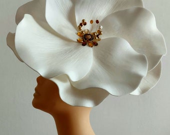 Fascinator Anemone Crystal Beaded Derby Hat Women's Wedding Flower Hair Clip Bridal headdress Royal Ascot Kentucky Derby Hatinator