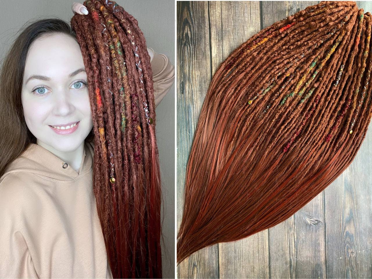 Textured DE Dreadlocks Full Set Ginger Red DE Dreads With Etsy