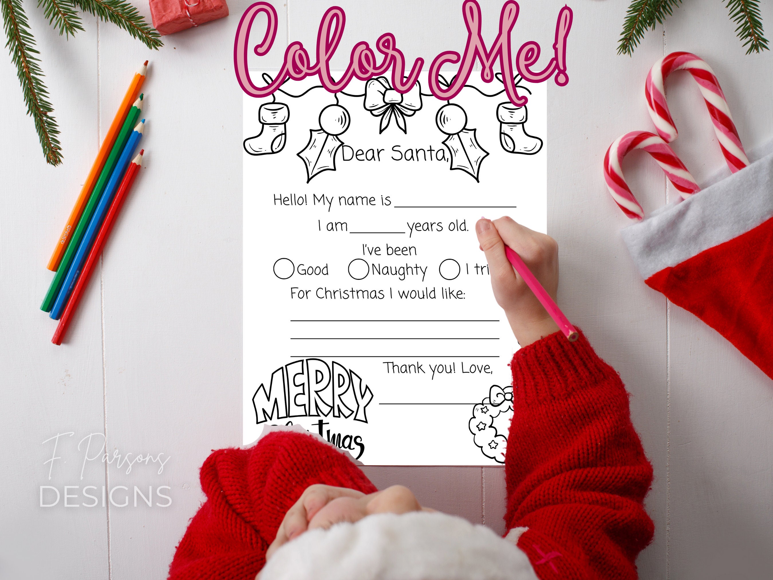 Letter to Santa Coloring Page Printable Dear Santa Letter - Etsy