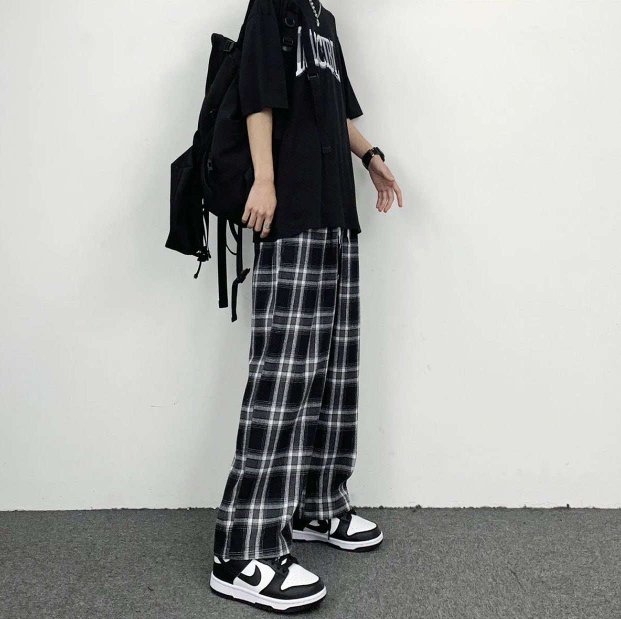 Plaid Grunge Pants Oversize Unisex Casual Loose Wide Leg - Etsy
