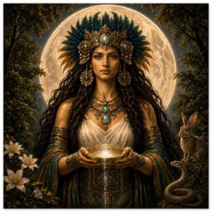 Ix Chel Fine Art Print – Mayan Moon Goddess Wall Poster, Feminine Healing Artwork