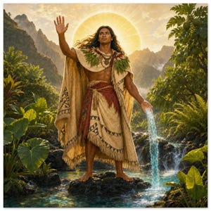 Kane Hawaiian God Wall Art, Polynesian Creator Deity Print on FSC-Certified Paper
