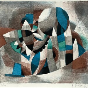 Litografia abstrata de f.fischer datada/assinada