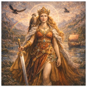 Freya Fine Art Print – Norse Goddess Artwork, Love Beauty Fertility Magic, Viking Mythology Poster