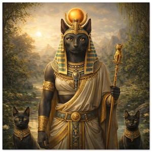 Bastet Fine Art Print – Egyptian Cat Goddess Wall Poster, Ancient Egypt Mythology