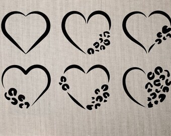 leopard heart shape monogram bundle SVG,leopard Frame heart shape,Heart Frame svg, heart shape clipart,Heart Frame svg,Leopard Heart svg